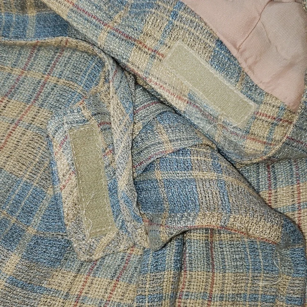 Vintage Lizsport Blue and Tan Plaid Faux Wrap Skirt, Size 14